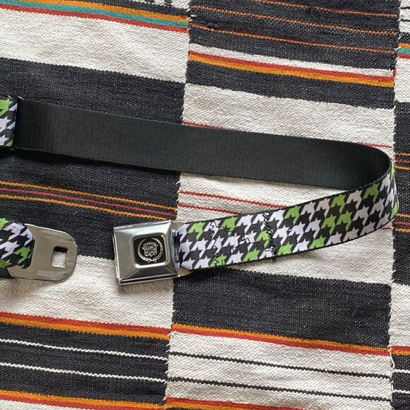 Y2K Buckle Down Adjustable Houndstooth Pattern Cadillac Seatbelt Belt. Size M - Picture 9 of 11